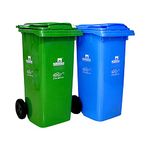 Nilkamal Plastic 120 Ltr Wheel Manual-Lift Garbage Dustbin (Pack Of 1 Green&1 Blue)