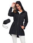 Women Jackets Lightweight Casual Waterproof Raincoat Rain Jacket With Hood Black Xl