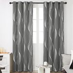 Deconovo Grey Blackout Curtains for Living Room 72 Drop Silver Wave Line Foil Printed Blackout Curtains Thermal Insulated Curtains Eyelet Curtains for Baby Nursery 46 x 72 Inch Light Grey Two Panels