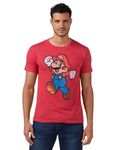 Nintendo Men's Super Mario Jump Pose T-Shirt, Red Heather, Large