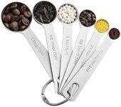 Disenkelubo Stainless Steel Measuring Spoons Set Of 6 - Heavy Duty Stainless Steel - Dishwasher Safe - Measuring Spoons For Dry or Liquid Ingredients - Metal Measuring Spoons Best For Cooking And Baking (Silver)