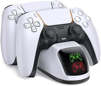 PS5 Controller Charging Station for Playstation 5 Dualsense Controller with Dual Stand Charger Dock, Upgrade PS5 Controller Charger Accessories Incl. Fast Charging Cable, PS5 Charging Station White