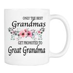 Only The Best Grandmas Get Promoted To Great Grandma - Flowers - Mug - Great Grandma To Be Gift - Great Grandma To Be Mug