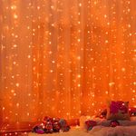 Twinkle Star 300 LED Window Fairy Curtain String Lights, 8 Modes Fairy Lights for Halloween Christmas Bedroom Wedding Party Home Garden Outdoor Indoor Wall Decorations, Orange, 2 Pack