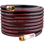 YASQA Water Hose 50 Ft, Flexible, Leakproof, Lightweight Lead in Rubber Hose 5/8" Diameter X 50ft Kink Free 150PSI Durable High Burst Strength Industrial Garden Hose