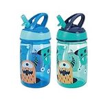 Nuby Mighty Swig Water Bottle - No Spill Active Toddler Sippy Cup | 360ml / 12oz |Carry Handle | Dishwasher and Microwave Safe | Suitable Beaker for 18 Months Plus (Monsters, Pack of 2), 048526890392