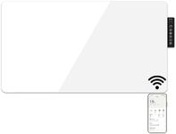 Mylek Radiator Glass Panel Heater White, Wifi Enabled Smart APP 2000W, Open Window Detection, Wall Mounted Or Free Standing, Low Energy Heaters, Timer, Lot 20, (White 2KW)