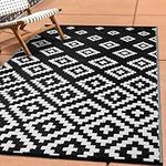 Green Decore Reversible Recycled Plastic Outdoor Rugs | Perfect for Garden, Patio, Picnic, Decking | Stain And Water Resistant | Bettina Black/White, 120 x 180 cm