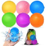 Reusable Water Balloons, Water Ball for Beach Toys, Summer Toys, Easy Quick Fill & Self-Sealing Water Bombs, Soft Silicone Water Splash Ball, Best Gift for Kids(6Pcs)