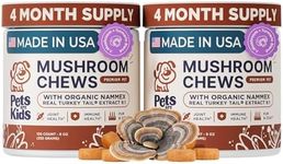 Pets are Kids Turkey Tail Mushroom for Dogs with Organic Real Turkey Tail™ - 8:1 Extract Mushroom Chews for Immune System Health, Gut, Skin & Joint Support - Reishi, Lion's Mane - 240 Chews