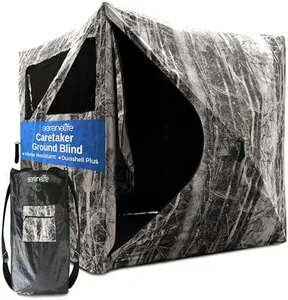 SereneLife 2-3 Person Hunting Blind for Deer and Turkey Shooting, See-Through Hunting Gear with Carry Bag, Pop-Up Portable Ground Equipment and Accessories (Camouflage)