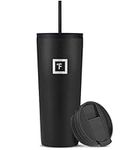 IRON °FLASK Classic Tumbler 2.0-710 ml, 2 Lids (Straw/Flip), Vacuum Insulated Stainless Steel Bottle, Double Walled, Thermo Travel Mug, Water Metal Canteen (Midnight Black)