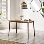 Furniturebox UK 4 Seat Solid Wood Table - Lynton Dark Small Walnut Stained Wooden Dining Table - Modern Traditional Classic Farmhouse Dining Furniture - Retro Nods - Solid Rubberwood Dinner Table