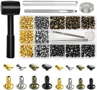 Alritz 240 Sets Leather Rivets, Double Cap Rivets Tubular 4 Colors 2 Sizes Metal Studs with Fixing Tools for DIY Leather Craft/Clothes/Shoes/Bags/Belts Repair Decoration