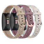 Wanme Flower Engraved Straps for Fitbit Inspire HR Women Men, 3Pack Soft Breathable Silicone Wristband Replacement Strap for Fitbit Inspire 2 / Inspire HR/Inspire/Ace 2 Fitness Tracker