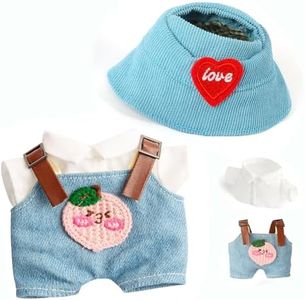 17 cm Doll Clothes, 3-Piece Set Stylish Clothes for 17cm Doll, Premium Outfit with Accessories for Doll- Red Heart Cyan Hat & Polo Shirts & Peach Romper (NO Doll)