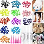 VICTHY 100pcs Dog Nail Caps, Glitter Colors Pet Dog Soft Claws Nail Cover Dog Claws Glue Applicators, XXL