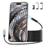 Teslong Endoscope Inspection Camera, USB-C Inspection Camera with 8 LED Lights, Flexible Waterproof Borescope Camera, Fiber Optic Cam Compatible with iPhone 15, Android Phone (16.5FT/5M)