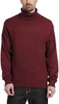 Kallspin Men's Turtleneck Sweaters Wool Blend Mid-Weight Highneck Pullover Sweaters(Burgundy,X-Large)