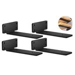 Heavy Duty Shelf Brackets 8 Inch (1/5 Inch Thick) Floating Shelf Bracket Hidden Shelves Hardware L Brackets Industrial Black Metal Wall Shelving Supports 4 Pack