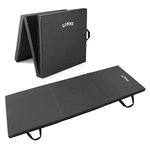 Lions Gymnastic Mat - 50MM Thick Tri Folding Yoga Exercise Gym Play Fitness Floor Matt - 180x60cm (Black)