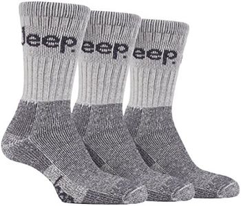 3 pairs Men's Jeep Terrain walking hiking Cushioned Boot Socks Grey 7-12 us, Grey, 7-12