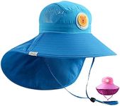 Kids Sun Hat, UPF 50 +, UV Protection Front and Rear Extended Wide Brim with Neck Flap Chin-Strap Adjustable for Boy/Girl