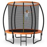 GYMAX Trampoline, 8FT 10FT 12FT ASTM Approved Recreational Trampoline with Enclosure, Ladder & Galvanized Steel Frame, Heavy Duty Anti-Rust Outdoor Trampoline for Kids Youth Adults (Orange, 8FT)