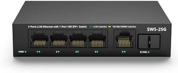 5 Port 2.5GB Ethernet Switch Unmanaged Network Switch | 5 x 2.5 Gigabit | 1 x 10G SFP+ | Multigig Switch Work with 10-100-1000Mbps | 45G Bandwidth | Plug & Play | Fanless Quiet Metal Internet Switch