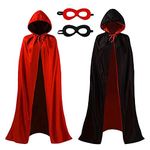 Halloween Hooded Cloak Unisex Reversible Cape Cloak for Witch Vampires Party Christmas Halloween Cosplay Costumes Eye Mask