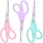 Scissors, iBayam 8" All Purpose Scissors Bulk 3-Pack, Ultra Sharp 2.5mm Thick Blade Shears Comfort-Grip Scissors for Office Desk Accessories Sewing Fabric Home Craft School Supplies, Right/Left Handed