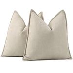 MADIZZ Textured Chenille Throw Pillow Covers Set of 2 Super Soft Decorative Pillow Covers Boho Cushion Covers Modern Farmhouse Home Decor for Sofa Bedroom 22x22 inch Beige