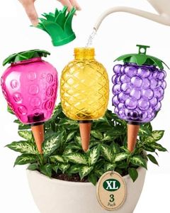 Cynevaris 19oz Large Capacity Plant Watering Globes for Indoor and Outdoor Plants, 3 Pack Self Watering Globes with Terracotta Spikes, Top-Fill Plastic Watering Bulbs for Vacation