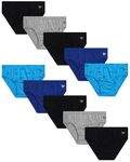 Reebok Men's Briefs - 10 Pack Soft Stretch Low Rise Mens Briefs with Contour Pouch - Classic Underwear Briefs for Men (S-XL), Black/Surf the Web/Heather Grey/Print/Black, M