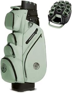 T-Lock Golf Cart Bag, 14 Way Molded Organizer Top Club Bag with Full-Length Dividers, Silent Cart Bags for Men with Handles Ergonomic Padded Strap, Avocado Green
