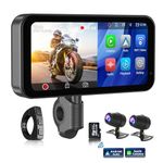 PARKVISION Portable Motorcycle DVR, 6.25" Wireless CarPlay & Android Auto Touch Screen with 1080P HD Dash Cam Front and Rear, Dual Bluetooth, 64GB TF Card, IP67 Waterproof - Carplay GPS for Motorbike