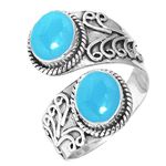 925 Sterling Silver Ring Blue Chalcedony Handmade Jewelry Size 27 (99025_BCL_R129)