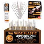 Defender Bird Spikes | Wide Plastic Pigeon Deterrent | 5 Metres with Defender Fixing Silicone.