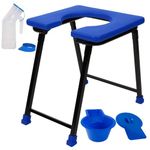 Rewell Life Folding Elderly Disabled Man and Pregnant Woman Mild Steel Shower and Bathing Commode Chair With Toilet Seat for Men and Women (Blue)