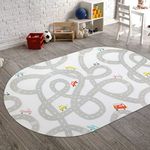 STARUIA Road Traffic Kids Rug Children Playing with Cars Playmat 4x6 Ft, Washable Play Carpet for Kids Playroom, Non-Slip Have Fun Safe Baby Nursery Rug for Toddler Boy's Bedroom Game Room Grey