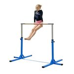 HOMCOM Gymnastics Bar, Height Adjustable Gymnastics Horizontal Bar for Kids, Home Gym Training Children Junior Kip High Bar Fitness, Blue