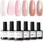 modelones Nude Gel Polish 6 Colors Pink Nude Glitter Gel Nail Polish Shimmer Neutral Pearl Pink Skin Tone Soak Off UV Glitter Gel Nail Polish For Nail Art DIY Salon Christmas Gifts For Women Girl