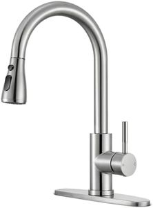 SOEBIZ Kitchen Faucets with Pull Down Sprayer, High Arc Single Handle Stainless Steel Commercial Kitchen Faucet 1 or 3 Hole Sink Faucet for Farmhouse Camper Laundry Rv Bar, Brushed Nickel