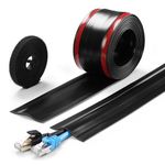 8.2 Ft Cord Cover Floor, PVC Cord Covers for Wires on Floor, Soft Floor Cable Cover Cord Hider, Floor Cable Management Cable Protector for Commercial Office Carpet/Floors/Wall Black