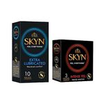 SKYN® Extra Lube super soft premium male condom for superior comfort 10p and SKYN® Intense Feel wave texture with Intensely raised Dots 3p- Pack of 13 non-Latex condoms