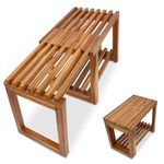 Enkezi Adjustable Length 29.5 Inches Shower Stool Bench Chair Waterproof with Storage Shelf for Shaving Legs, Spa, Bath Seat in Bathroom, Inside Shower for Adults Seniors Elderly, Brown