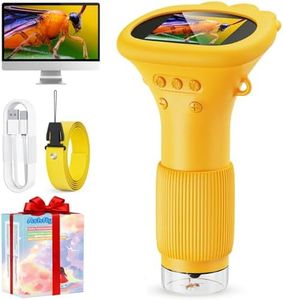 Ashfly Microscope for Kids, 2.0 Inch HD Screen Portable Pocket USB Mini Microscope Camera with 3 Levels Adjustable Lights, for Birthday Christmas Aged 3-12 Boys & Girls - Orange