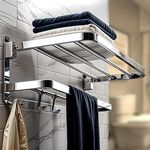 Ruhe® Dual Folding Towel Rack | Premium Grade Stainless Steel Dual Folding Towel Rack/Towel Holder/Towel Stand/Accessories for Bathroom and Kitchen | (24 Inches)