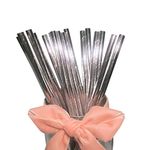 Solid Glitter Silver Straws, 100 Pack Metal Silver Paper Straws Biodegradable Disco Paper Drinking Straws for Party Birthday Wedding Decorations