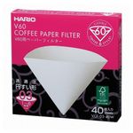 Hario V60 Coffee Filter Papers 40 Sheets, White, Size 3-40pcs